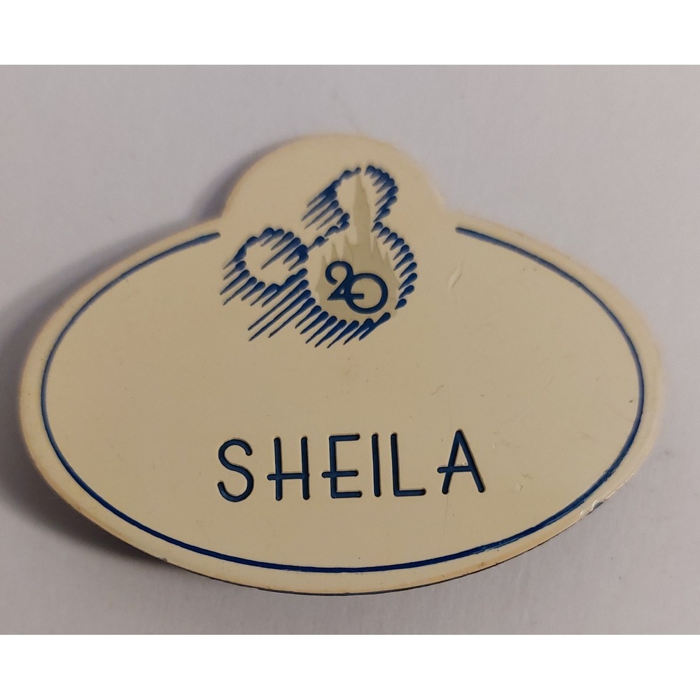 Vtg 1991 Walt Disney World WDW 20 Yrs Cast Member Name Tag Pin "Sheila"